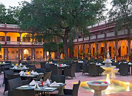 Open air restaurant at Ranbanka Palace Jodhpur