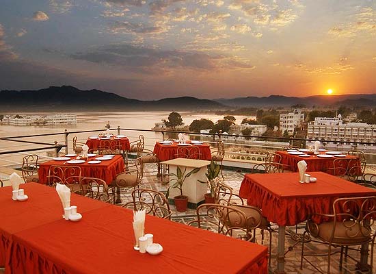 Mewar Haveli udaipur dining area with lake view