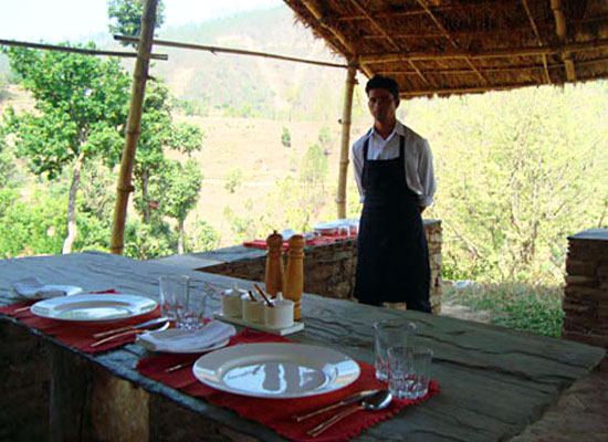 Dining at Itmenaan Estate Almora